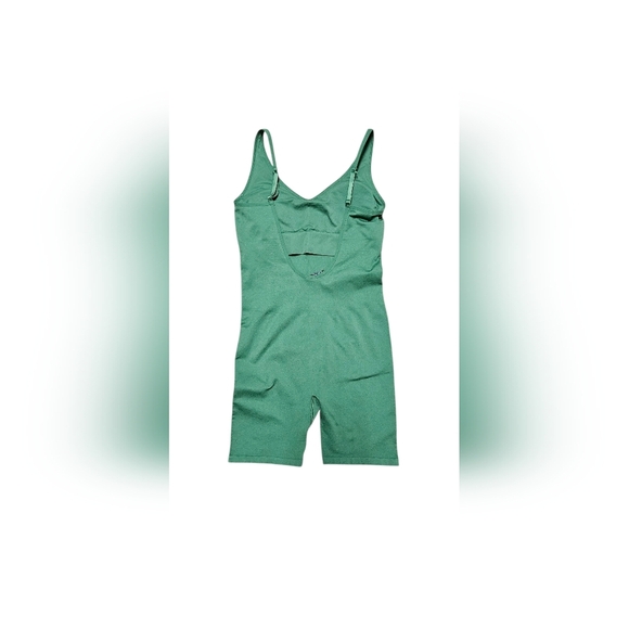 PINK Sleeveless Green Active Bodysuit. - Picture 3 of 4